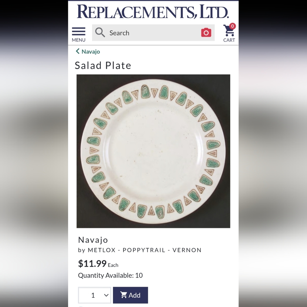 Metlox Poppytrail Navajo Dessert Salad Plate Replacement Stoneware MCM Chipped - Picture 6 of 6